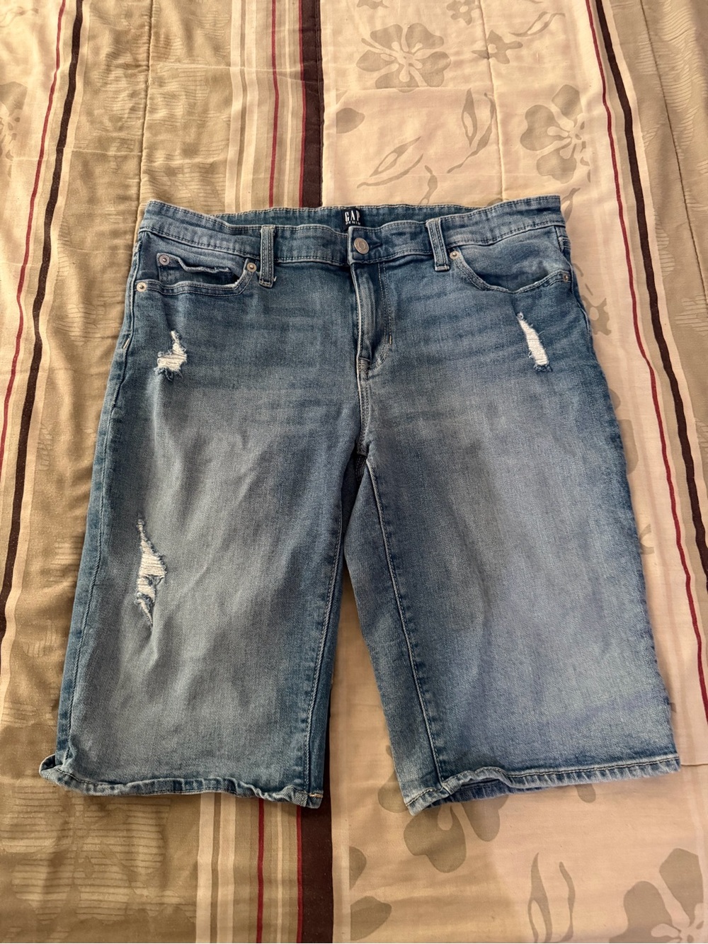 GAP Women's Light Blue Distressed Denim Shorts
